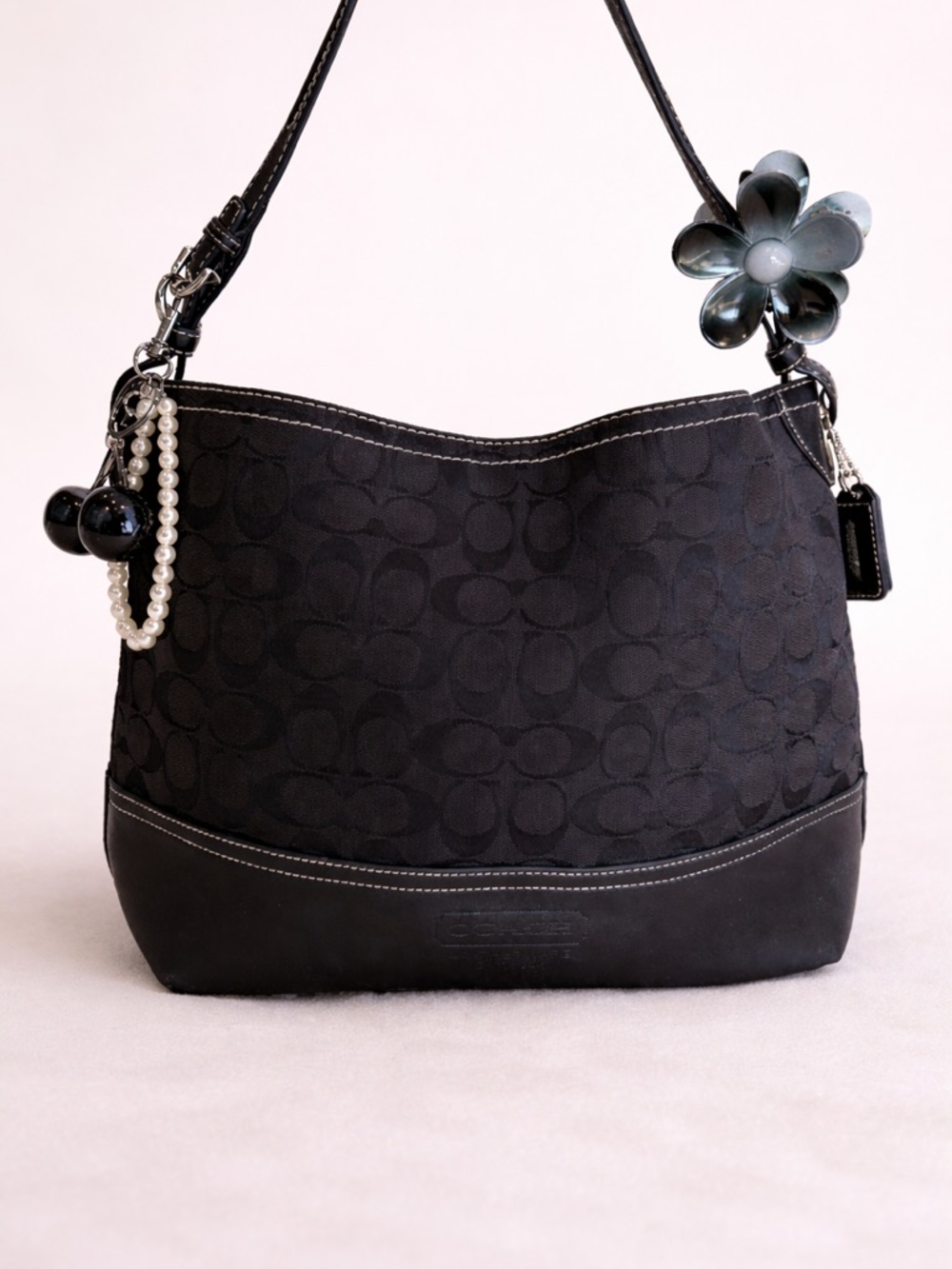 Coach Black Signature Jacquard Shoulder Bag vintage y2k